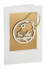 Santa Claus in Sleigh<br>Wooden Ornament and Card